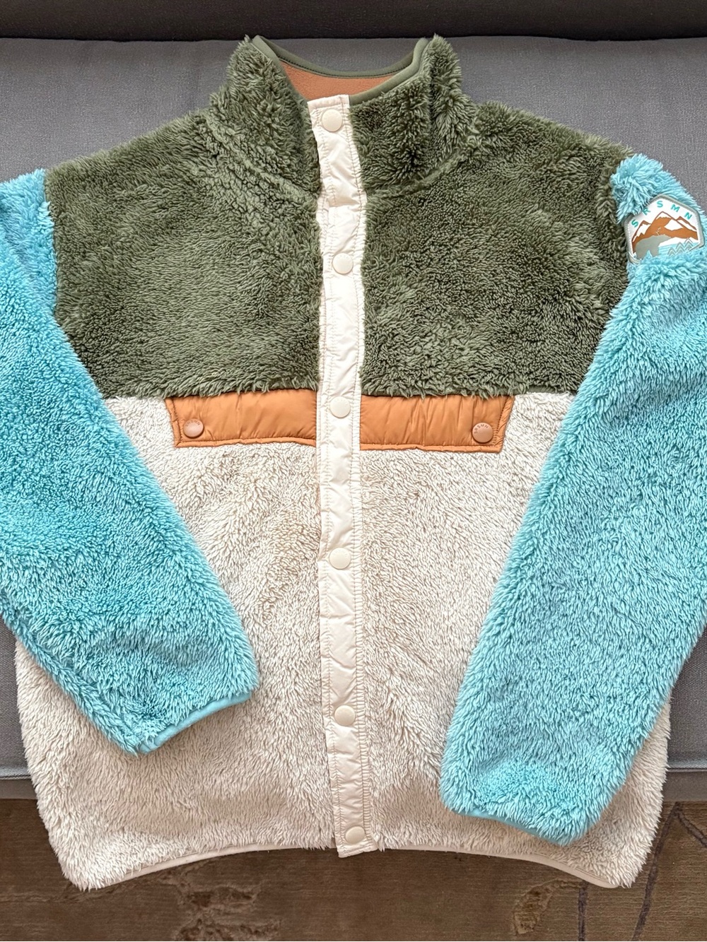 Kids Colourblock Plush Fleece Jacket